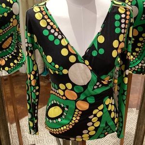 Black wrap jersey top